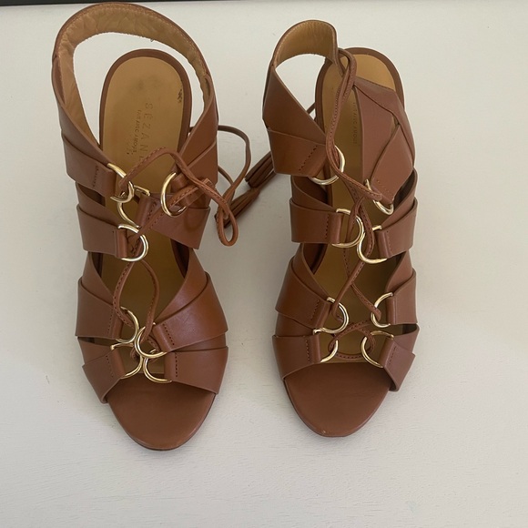 SÉZANE High Irene Wrap Gladiator Sandals in Camel Brown - Picture 3 of 8